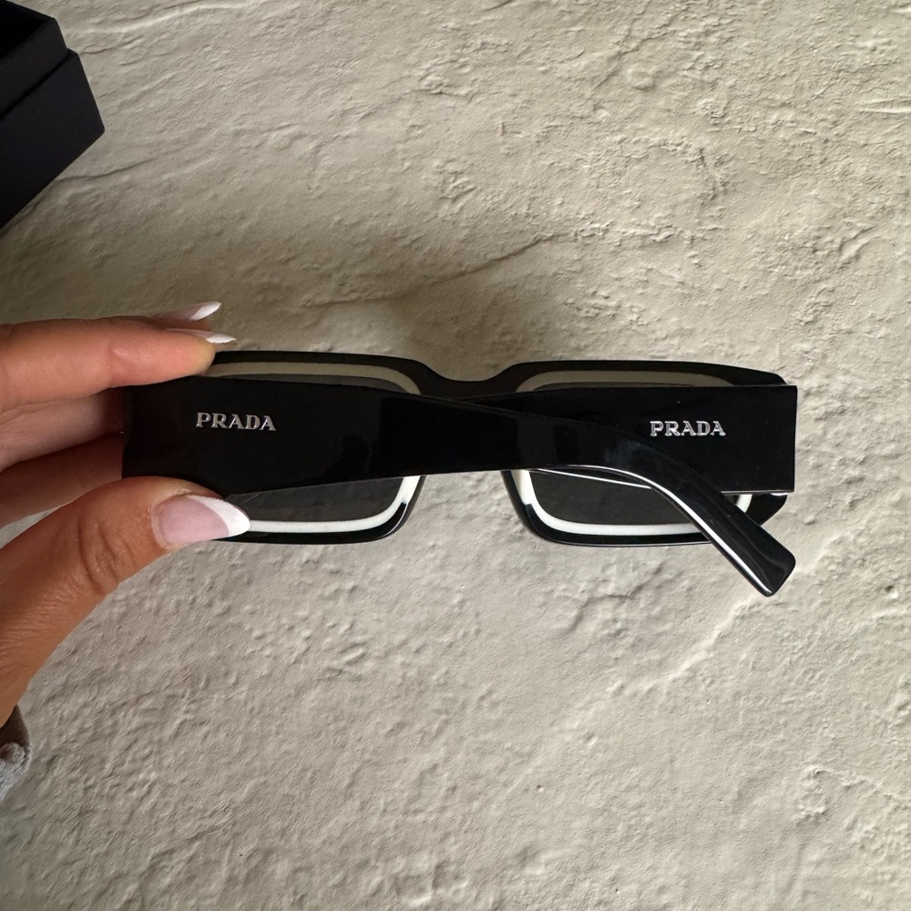 Prada Glossy Black Rectangular Sunglasses